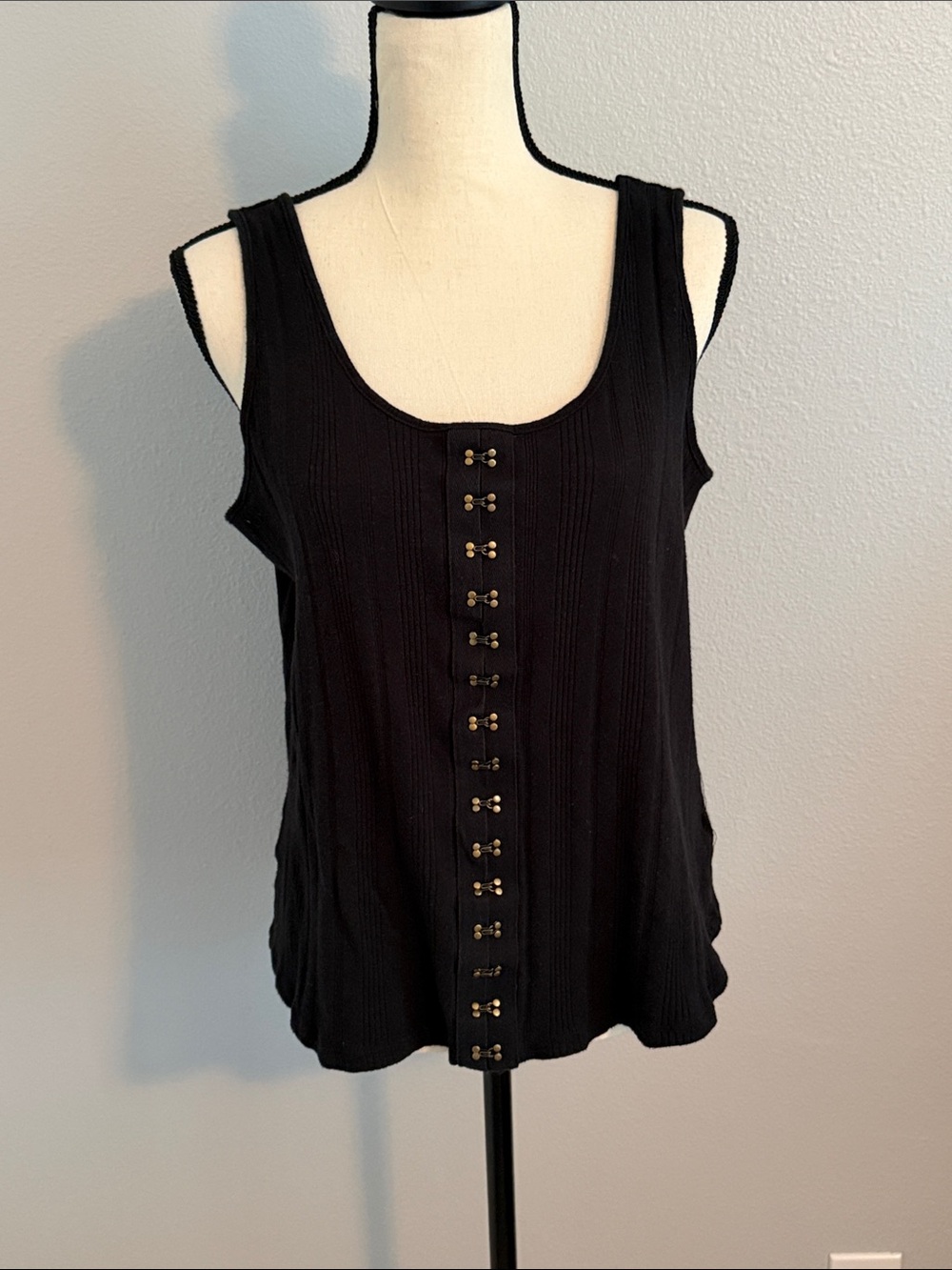 Maurices Black Sleeveless Tank with Center Hook Closure